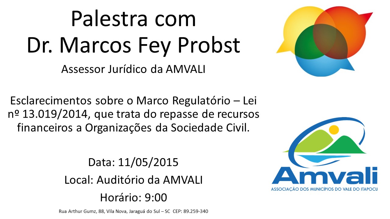 Read more about the article AMVALI promove palestra sobre a nova Lei de repasse a entidades