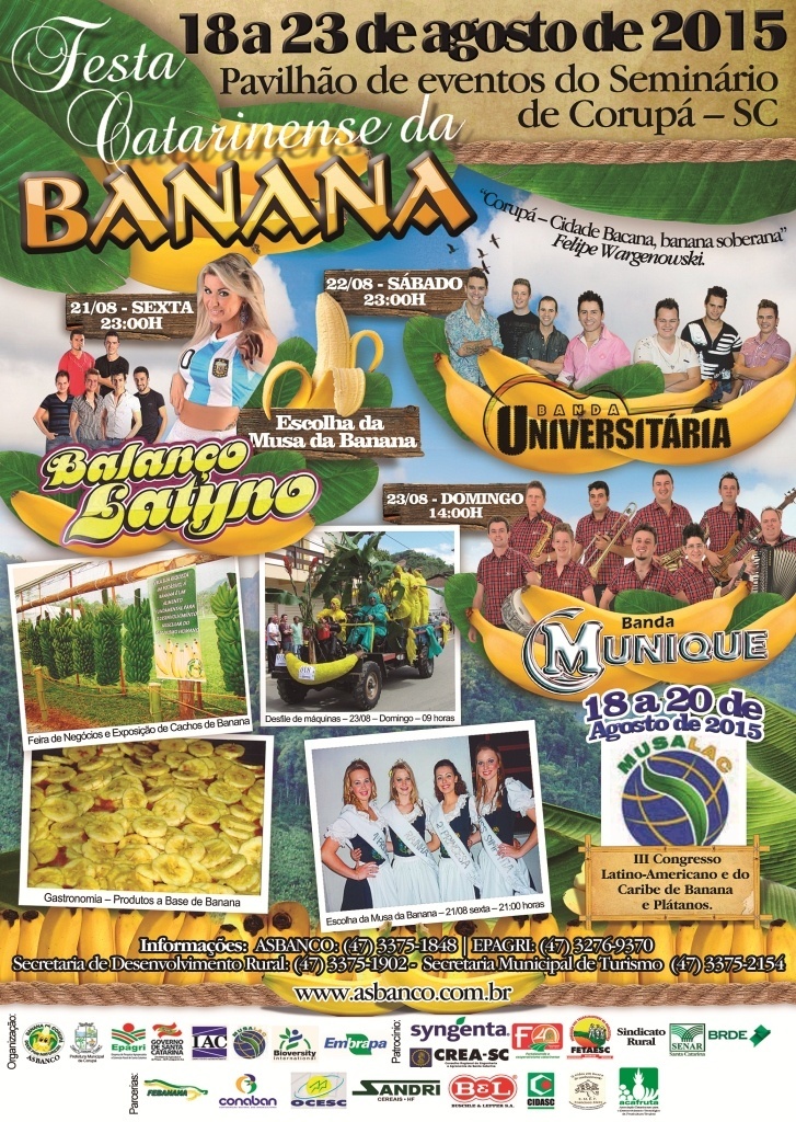 Read more about the article Corupá sedia Congresso Latino – Americano e do Caribe de Bananas e Plátanos, em agosto