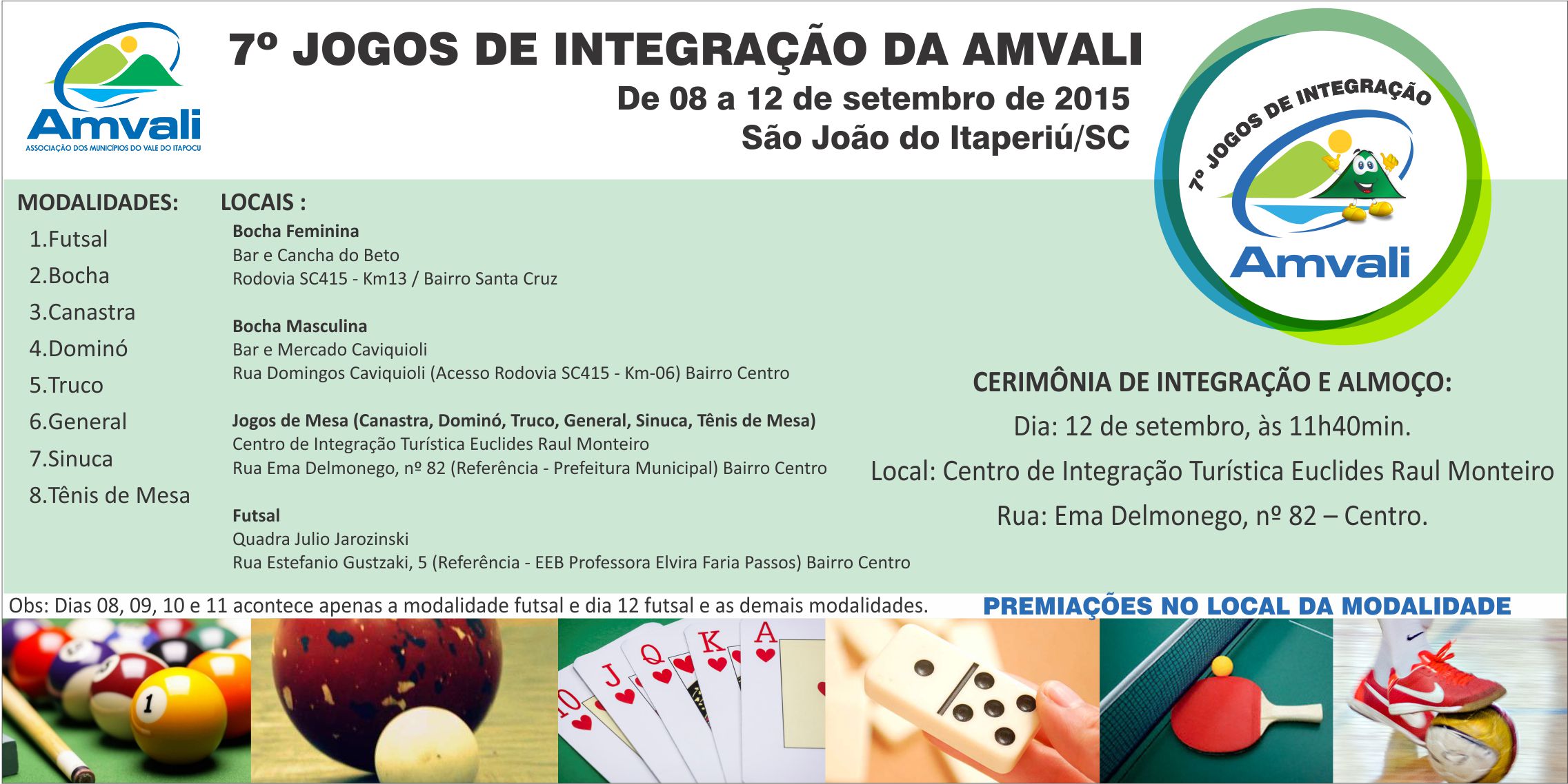 Read more about the article Definidos locais dos 7º Jogos da Integração da AMVALI