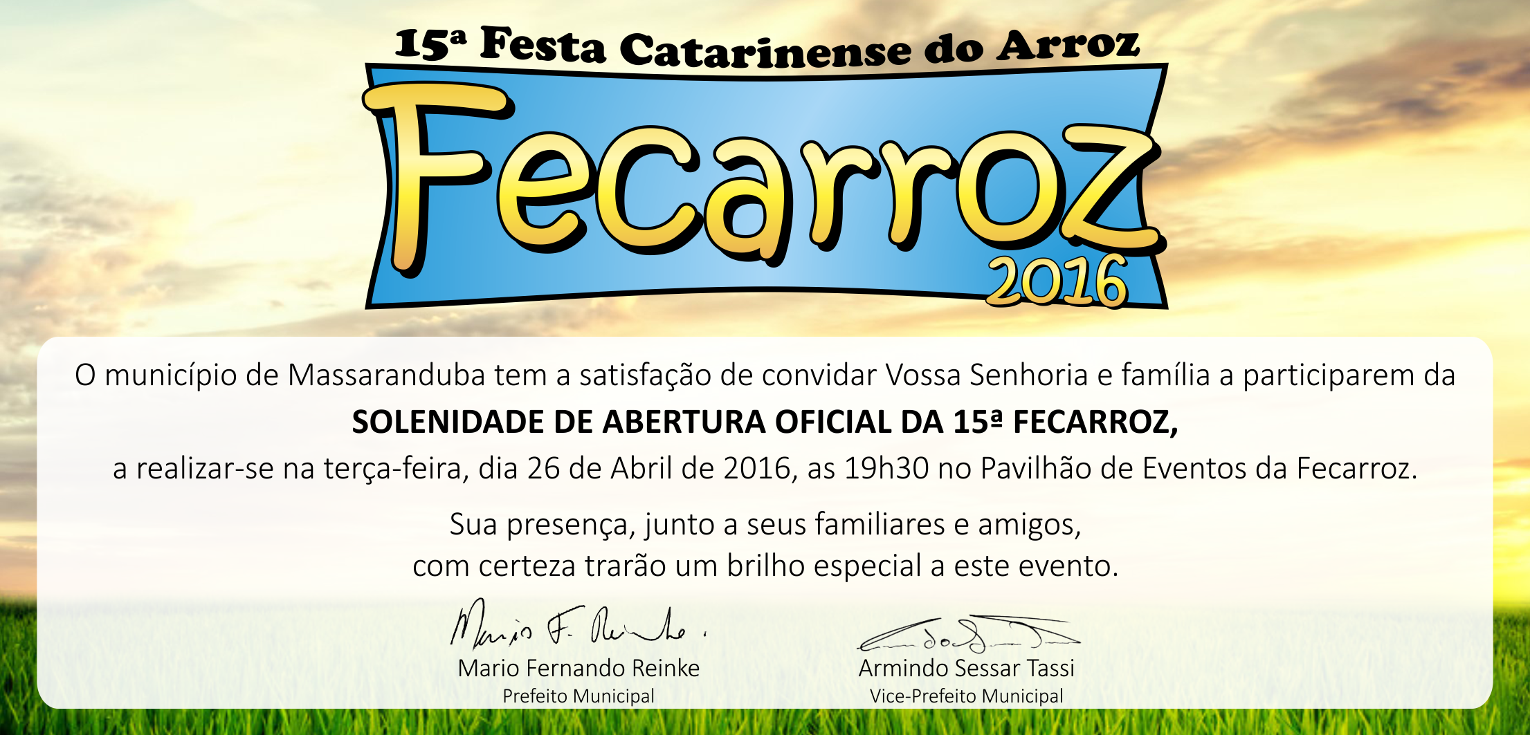 Read more about the article Abertura oficial da 15ª Fecarroz