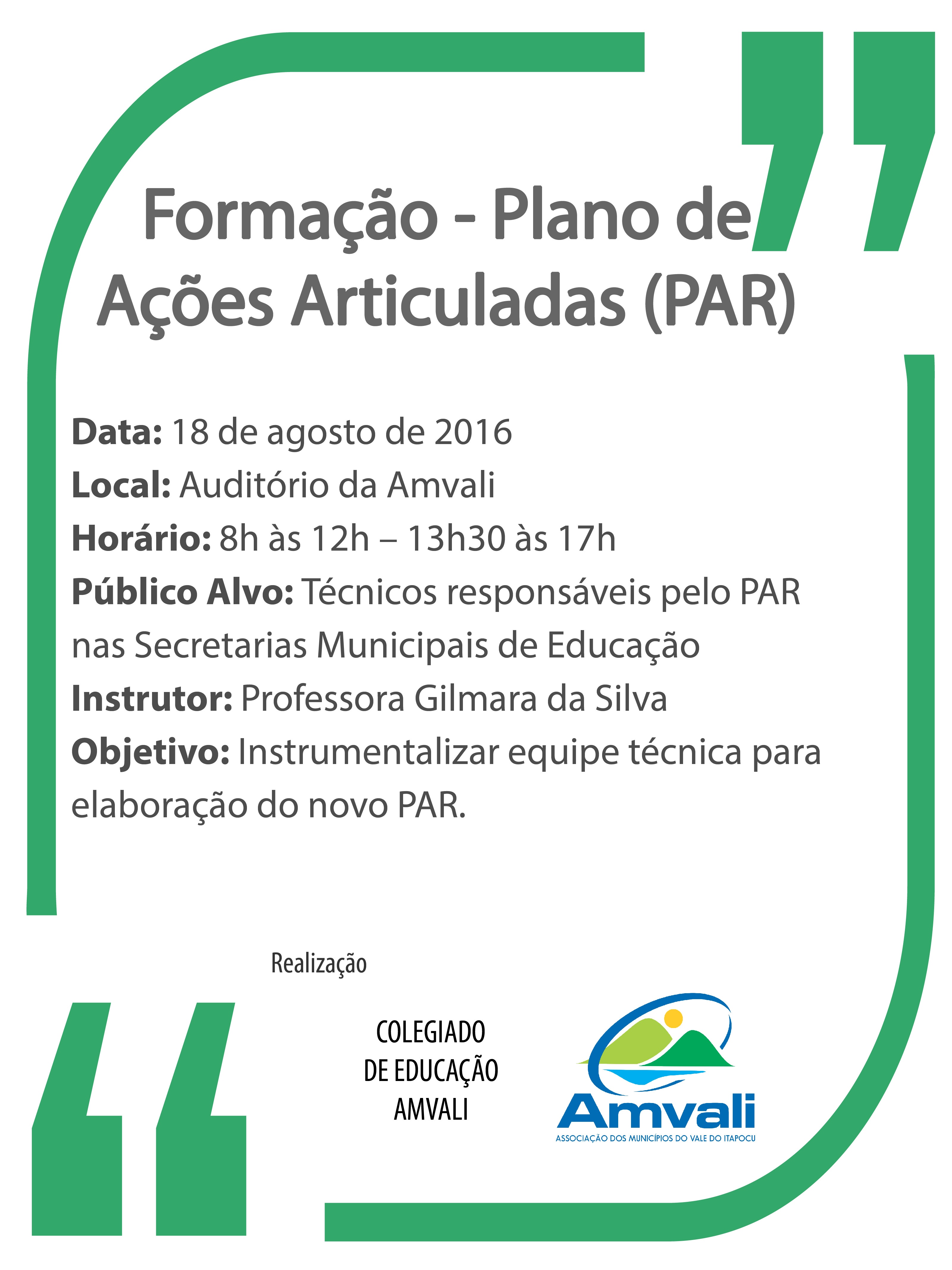 Read more about the article Formação – Plano de Ações  Articuladas (PAR)