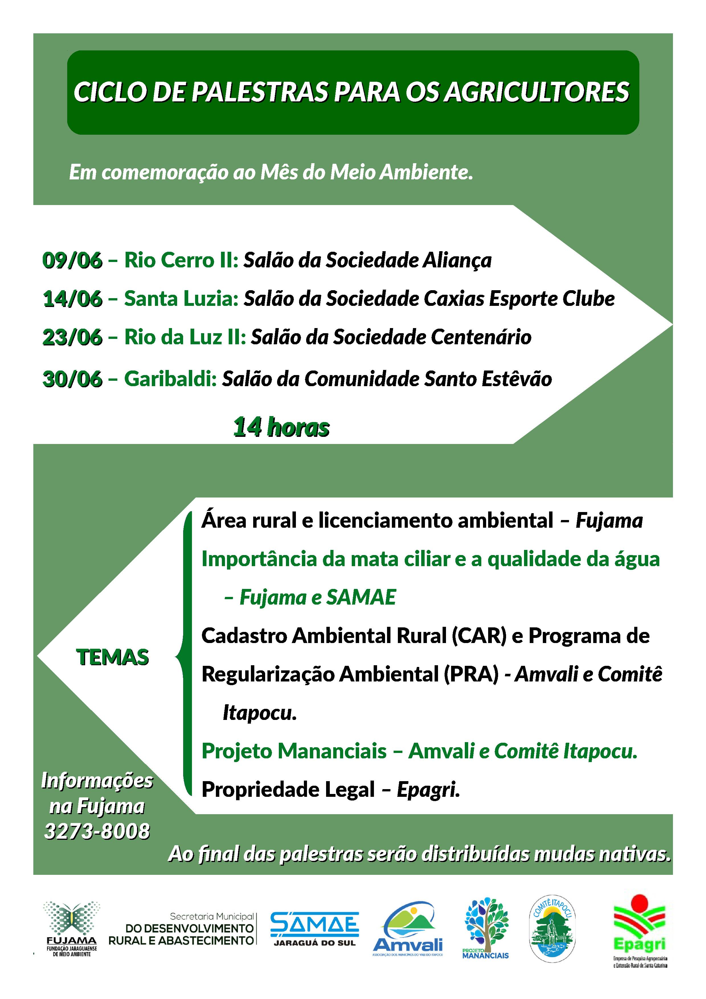 Read more about the article Ciclo de Palestras para Agricultores acontece em Junho em comemoração ao mês do meio ambiente.