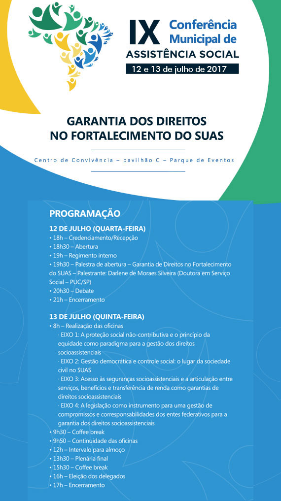 You are currently viewing Abertas inscrições para a Conferência de Assistência Social