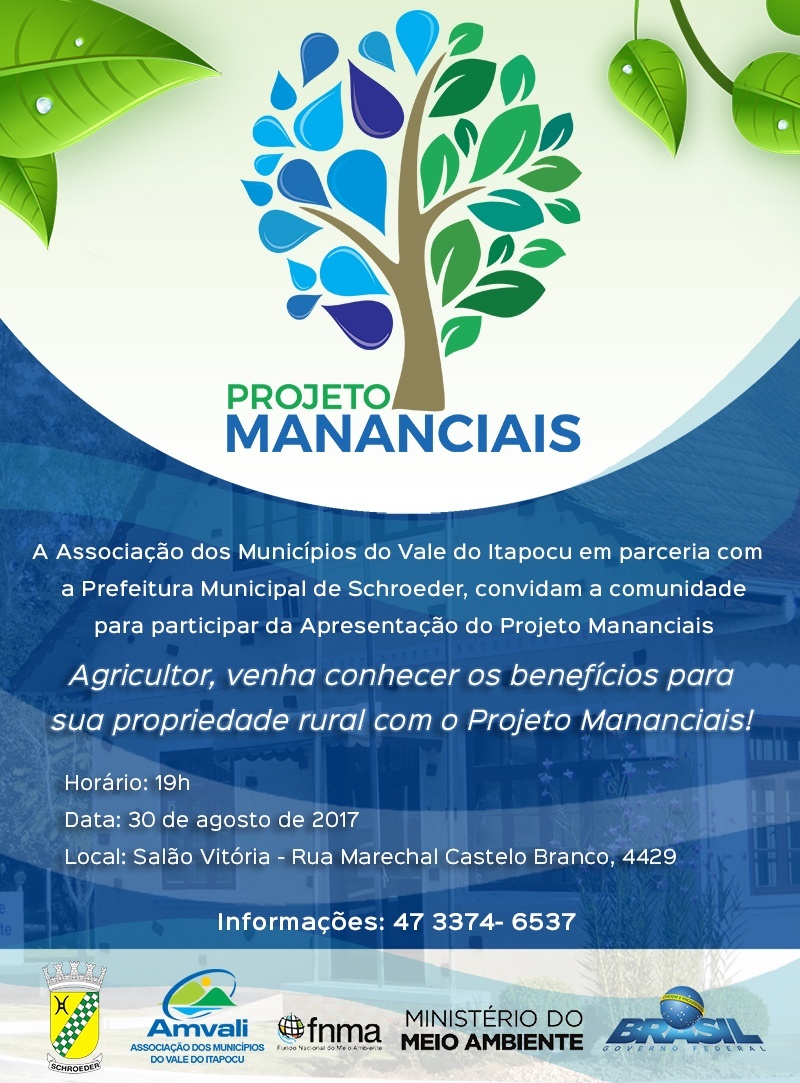 Read more about the article Apresentação do Projeto Mananciais em Schroeder acontece na próxima semana