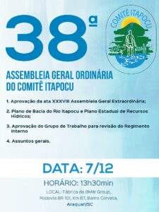 Read more about the article XXXVIII Assembleia Geral Ordinária será realizada em dezembro