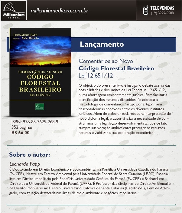 You are currently viewing Professor da Escola de Governo lança livro sobre o novo código florestal