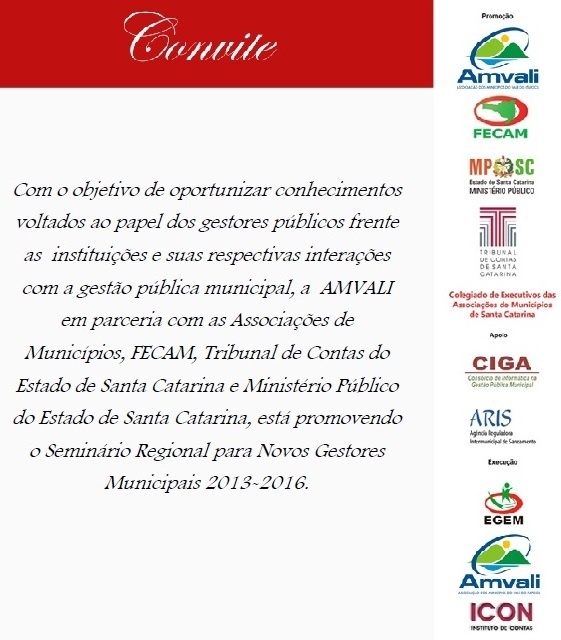 Read more about the article Seminário Regional para Novos Gestores Municipais acontecerá na AMVALI