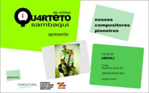 Read more about the article Quarteto Sambaqui de Violões apresenta: Nossos Compositores Pioneiros