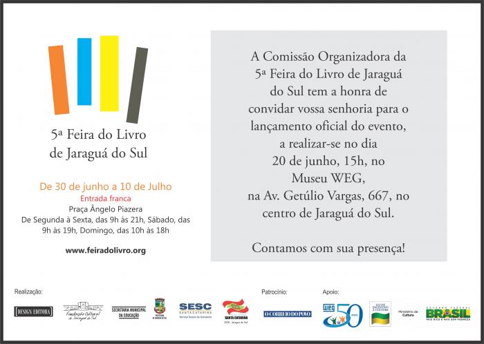 You are currently viewing 5ª Feira do Livro de Jaraguá do Sul será lançada hoje