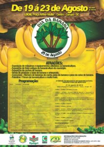 Read more about the article Dia da Banana em Corupá será comemorado de 19 a 23 de agosto, na Praça Arthur Müller