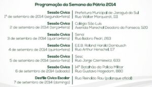 Read more about the article Programação da Semana da Pátria 2014 em Jaraguá do Sul